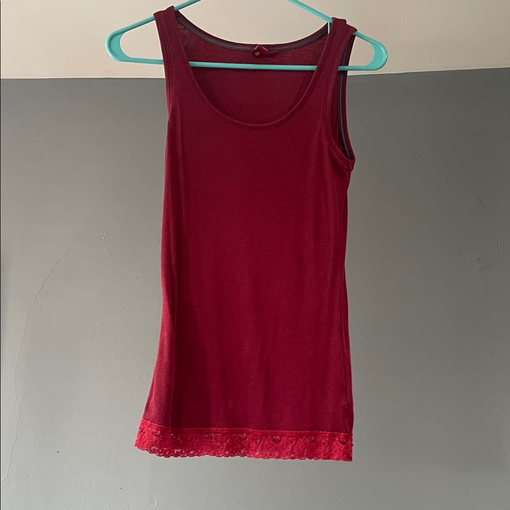 SO Red Tank Top with Lace Hem